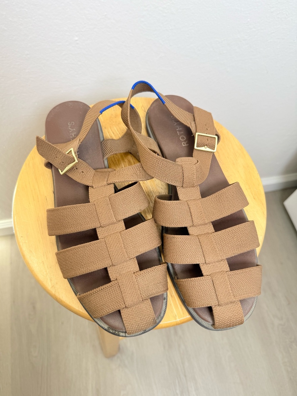 Rothys Fisherman Sandal Pecan Brown Knit Cage Sandals Womens Size 11.5